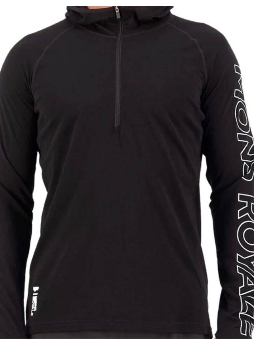 Mons royale temple tech zip black merino wool air con XXL outdoor hiking gorp